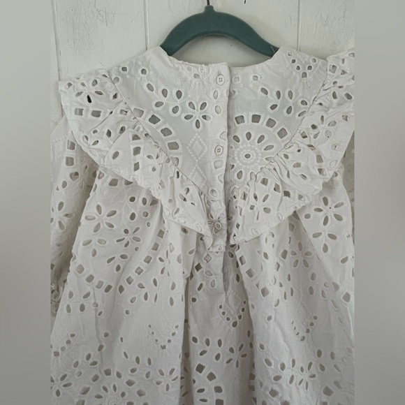 Nordstrom White Eyelet Collared Lined Dress Pockets Beach Wedding Size 5 - Picture 12 of 15